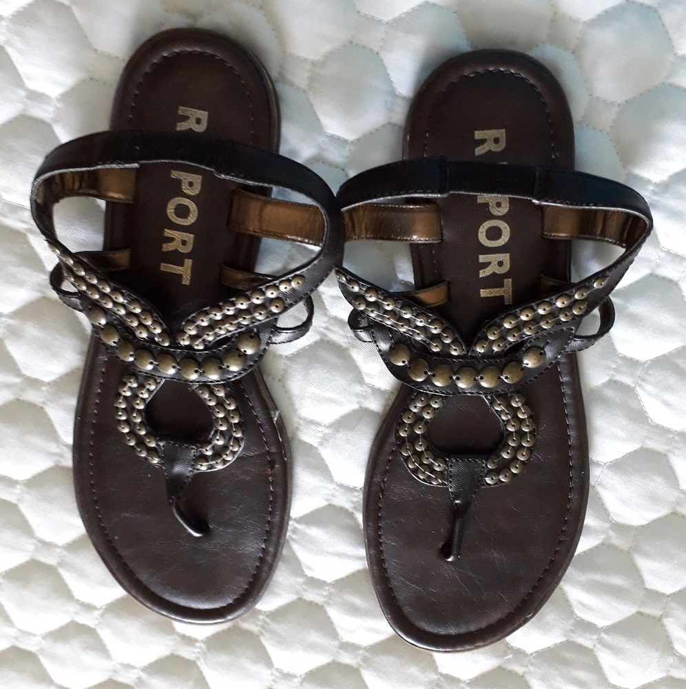 Report 8 Studded Brown Sandals Women